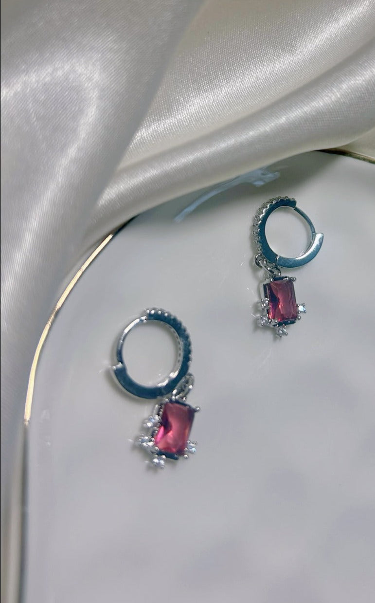 Crystal Cherry Mirror Hoops (14k Gold Filled)