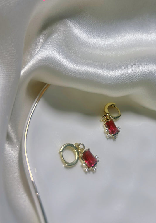 Crystal Cherry Mirror Hoops (14k Gold Filled)